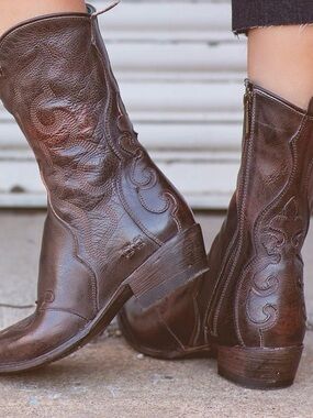 Bed Stu  Deuce Brown Leather Western Ankle Boots Sz 10, New in box w tags